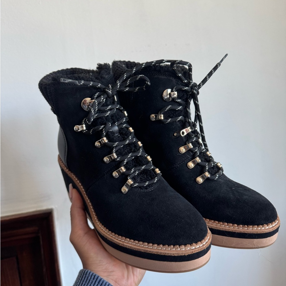 Kate Spade Black Lace Up Boots